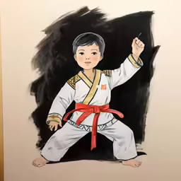 a picture of a boy doing karate