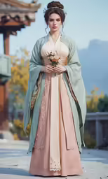 the young woman dressed in a traditional geisha style costume