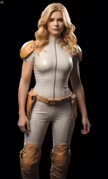 a woman in a futuristic suit