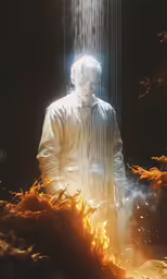 a man standing in the rain with his hands on his hips