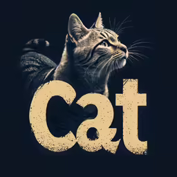 a cat is on the back of a black background