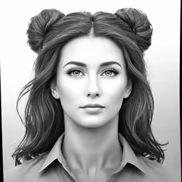 a woman with a bow ponytail on her head