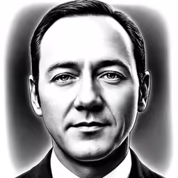 black and white drawing of a man wearing a suit