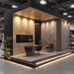 modern furniture displayed in a modern office design exhibit