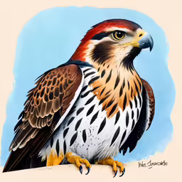 a drawing of a falcon perched on top of a sand dune