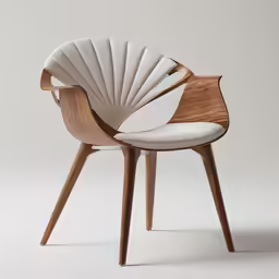an oval chair with a wooden seat and arms