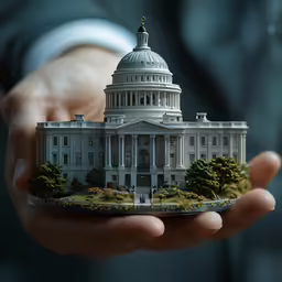 the white house is on a plate and held by a person