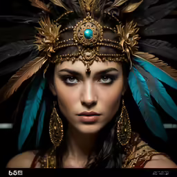 woman with very nice costume made up of feathers