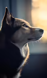 a dog that is looking out the window
