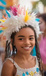 little girl smiling with flower in her hair