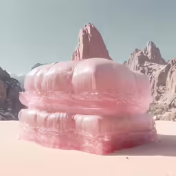 two giant pink objects on top of each other