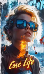 a poster that reads one life is placed above a photo of a woman wearing sun glasses