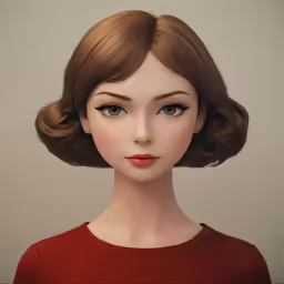 the animated image shows a female with curly hair