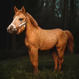 the horse is standing in the green grass