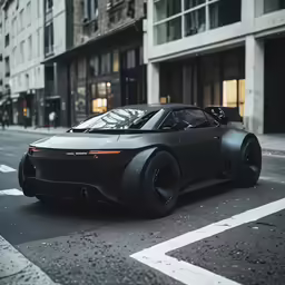a grey car that is sitting on the road