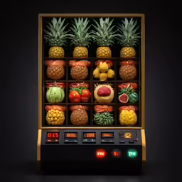 there are different fruits and vegetables in the slot machine
