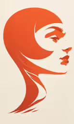 an illustration of a red woman with her hair in a braid