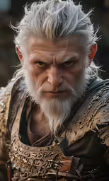 a man with grey hair and a beard looks sad