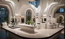 the interior of a department store, displaying mannequins