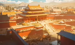 an image of a small city with buildings