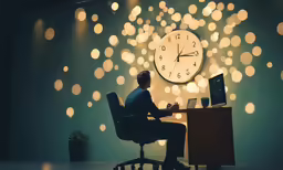 a man is sitting in a chair at a desk