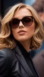 a beautiful woman wearing sunglasses in the city