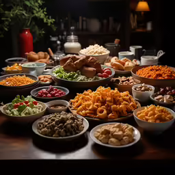 a large assortment of different foods are served in bowls