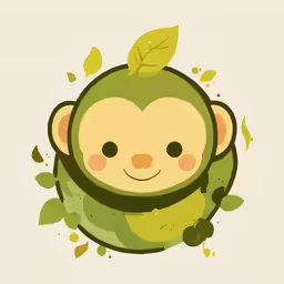 a monkey with a leaf on his head