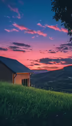 the setting sun is almost as colorful as the landscape
