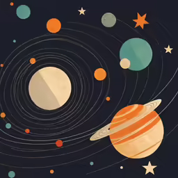 a solar system with a star, a planet and planets