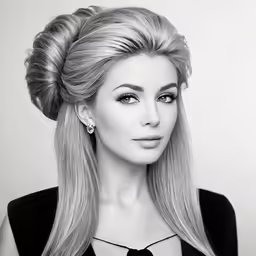 woman with blond hair wearing a black dress