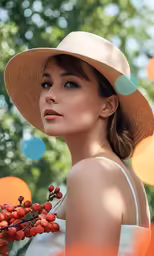 young woman with hat standing in front of balloons