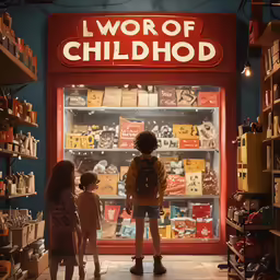 three girls in front of a large store window