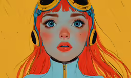 a drawing of a girl with headphones and ear phones