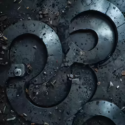 some metal letters sit in the dirt with rain