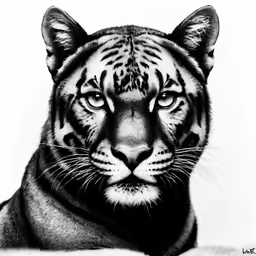 a white tiger with a black muzzle