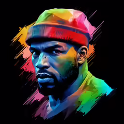 the man in the painting looks like he is wearing a hat