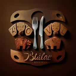 a sign with a knife, fork and spoon on it