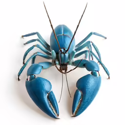 a blue crab is standing on its hind legs