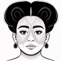 a woman with abstract lines and a pattern over her face