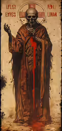 a painting on the wall of a man in a robe