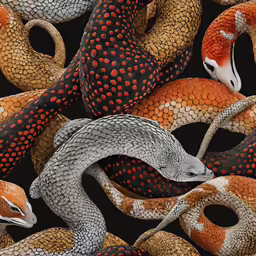 a snake pattern made up of red and black scales