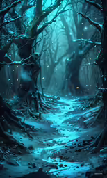 a pathway covered in lots of snow with trees near by