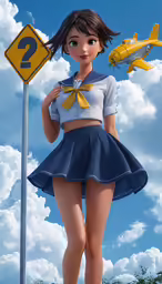 anime illustration of sailor girl posing for picture