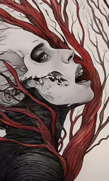a drawing by a woman with red hair