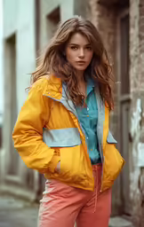a young woman standing on top of a street