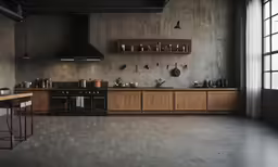 a kitchen that has some appliances on the wall