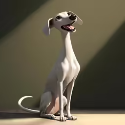 a cartoon dog sitting with a light shining on his head