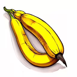 two bananas are next to each other, on a white surface
