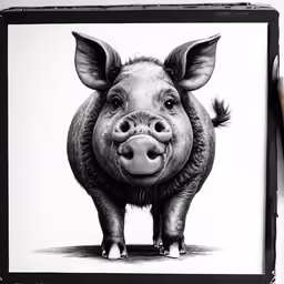 an art print of a pig with large ears